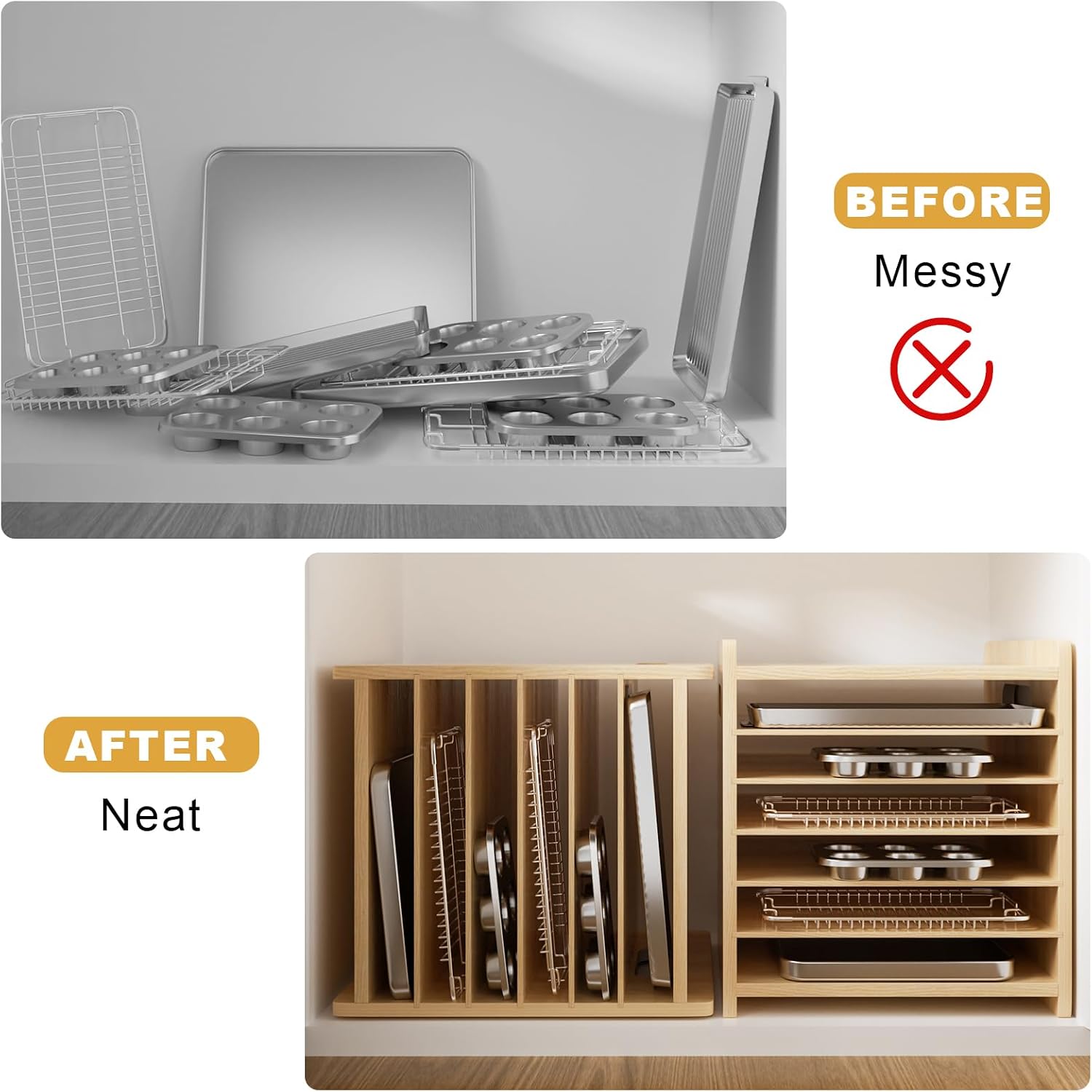 Drewniany organizer do blatu p – Kitchen Cabinet Baking Organizer recenzja i cena